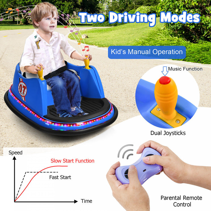 Costway 12v Vehicule 360¡a Spin Race Toy Kids Ride Sur La Voiture Pare-chocs Avec Telecommande Bleue