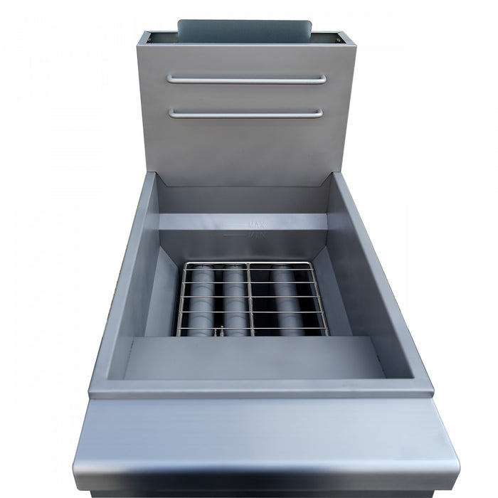 Friteuse au gaz naturel Commerciale, 3 bruleurs (90 000 BTU), capacite d'huile de 40 lb – FCMGF0048