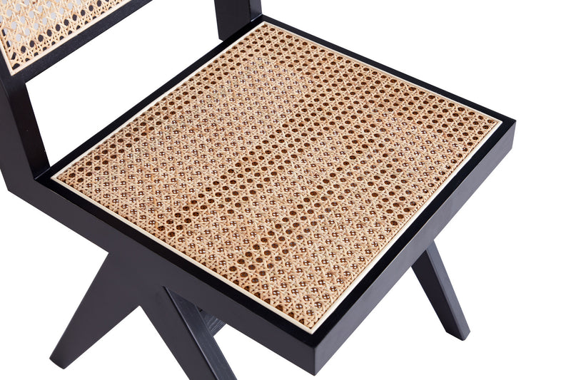 Chaise de salle a manger en bois style industriel chic Hamlet en noir et naturel - Lot de 4