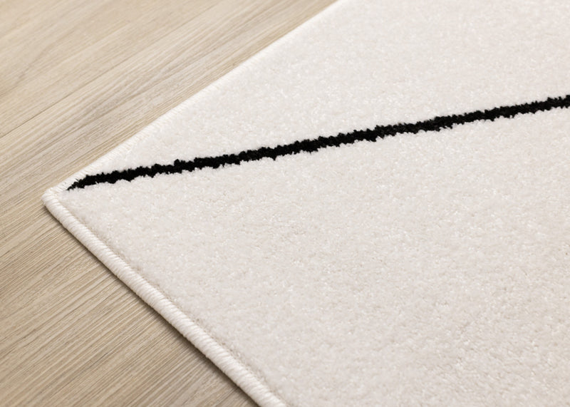 Tapis Covington a motif de treillis geometrique moderne blanc et noir, 7'10\" x 10'6\"