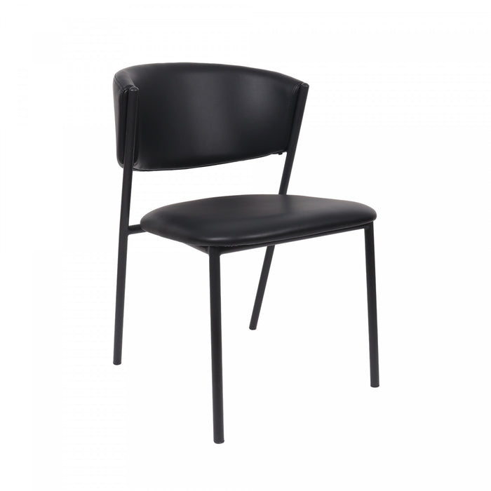 Chaise laterale contemporaine moderne Drift en cuir vegetalien et metal noir - Lot de 4