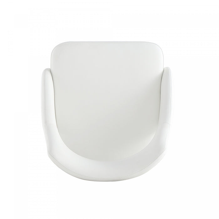 Chaise de salle a manger moderne Tremont en metal et cuir vegetalien blanc