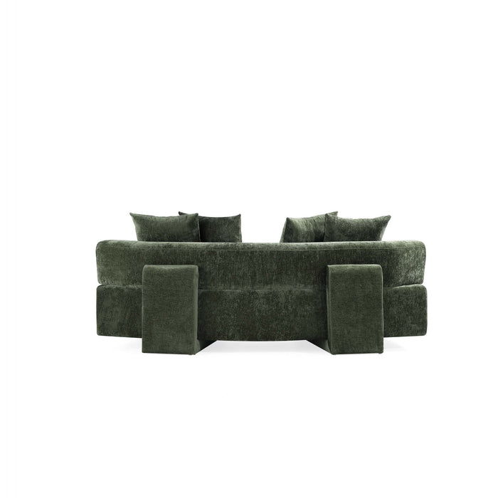 Canape en chenille vert olive Verandah Mid-Century Modern 231 cm