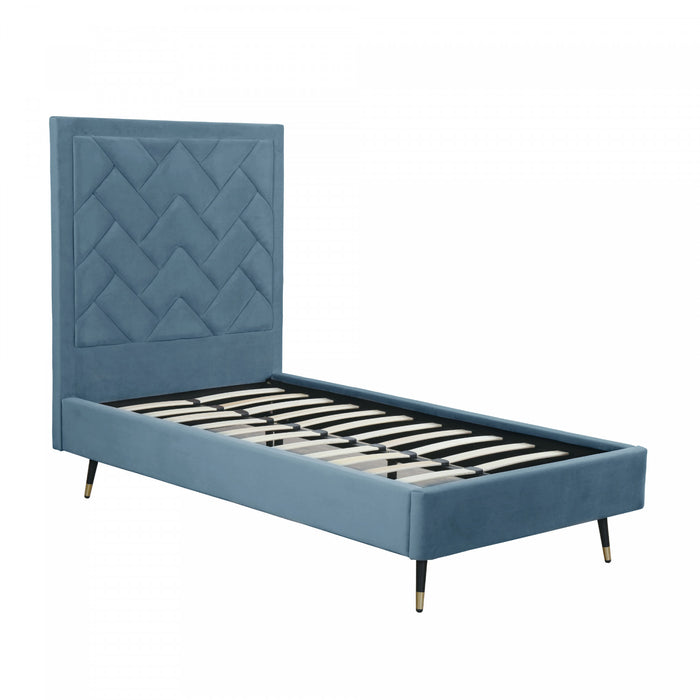 Lit simple moderne Crosby en velours bleu