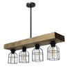 Abell 4 Light Rustic Wood Pendant, Onyx, 32"L Lamp | Abell Suspension rustique en bois a 4 lumieres, Onyx, 32 po L