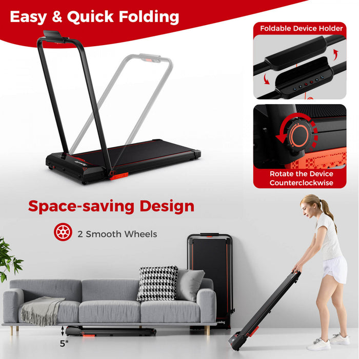 Costway 3 En 1 Tapis Roulant Pliant Avec Ecran Led A Telecommande Et App Pour La Maison Rouge