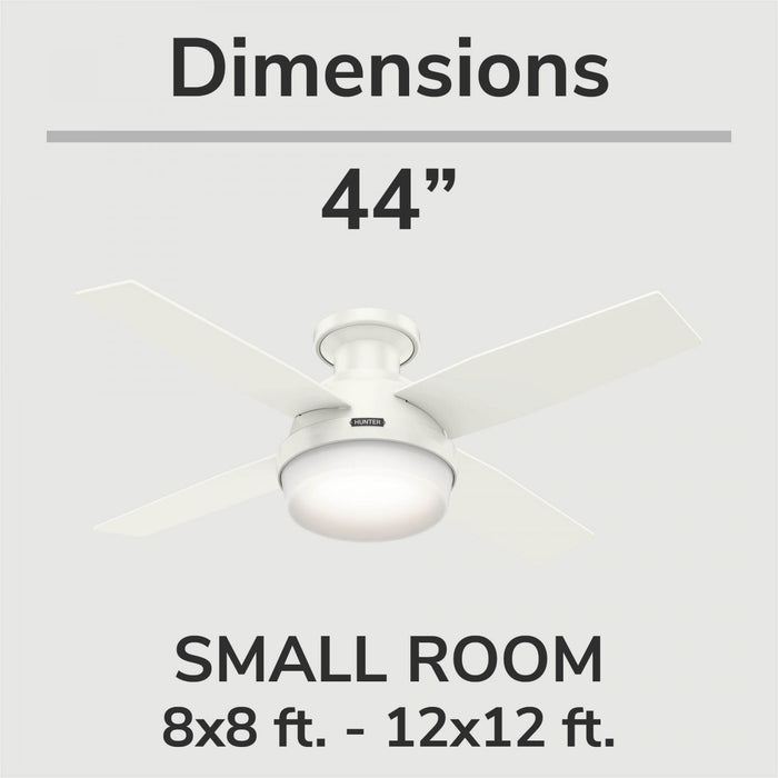 Ventilateur de plafond Dempsey à profil bas avec luminaire - Blanc