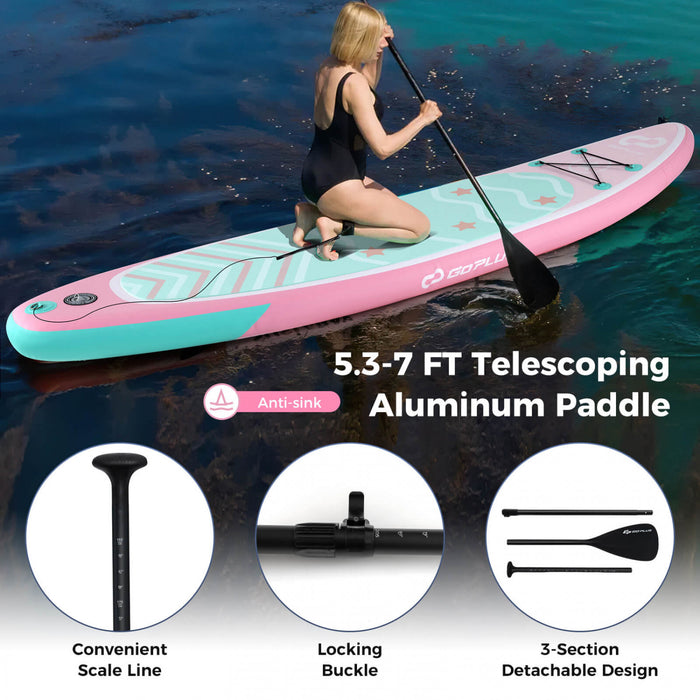 Grand Tableau Gonflable De Sup Goplus, Tableau De Pagaie Portable Avec Des Anneaux 5d Se Tiennent Sur Le Tableau De Pagaie Pour La Jeunesse Et L'adulte Rose Clair