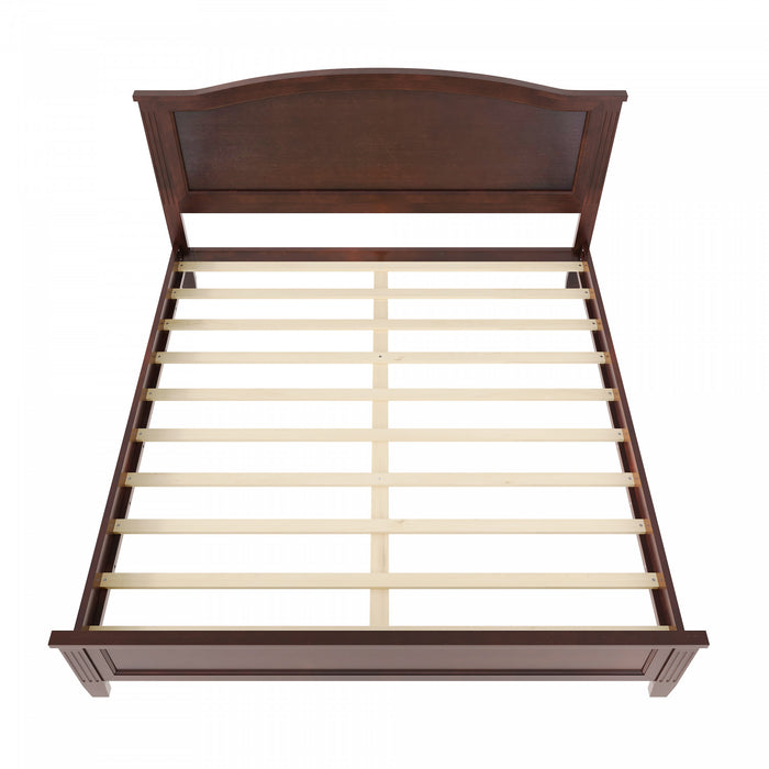 Lit plateforme Benson en bois massif format Queen avec tete de lit elegante, brun