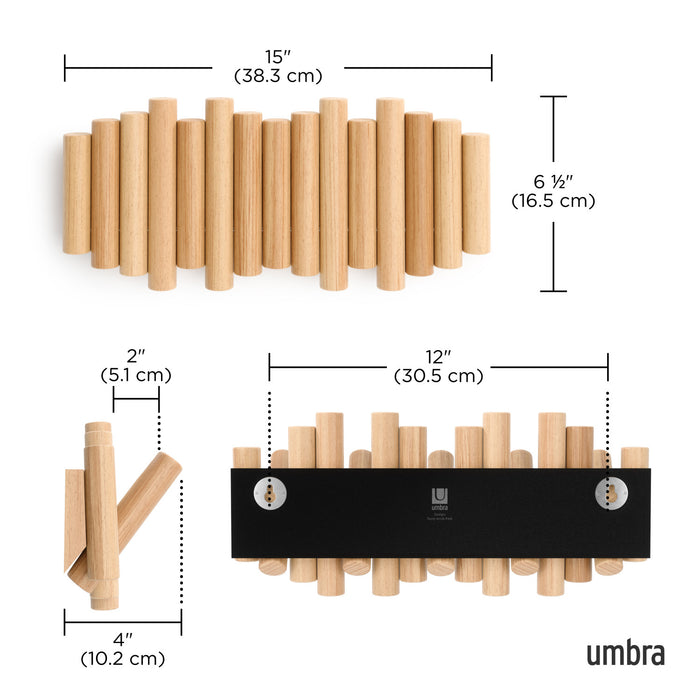 Crochets muraux Picket Rail de Umbra - naturels