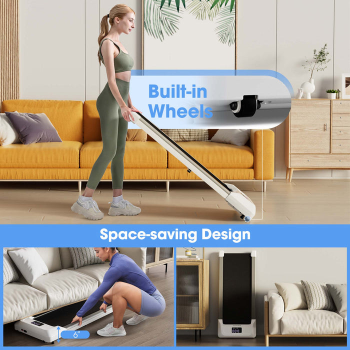Superfit 0.6-3.8mph Tapis De Marche Sous Tapis Roulant De Bureau Avec Telecommande Et Ecran Led Gris
