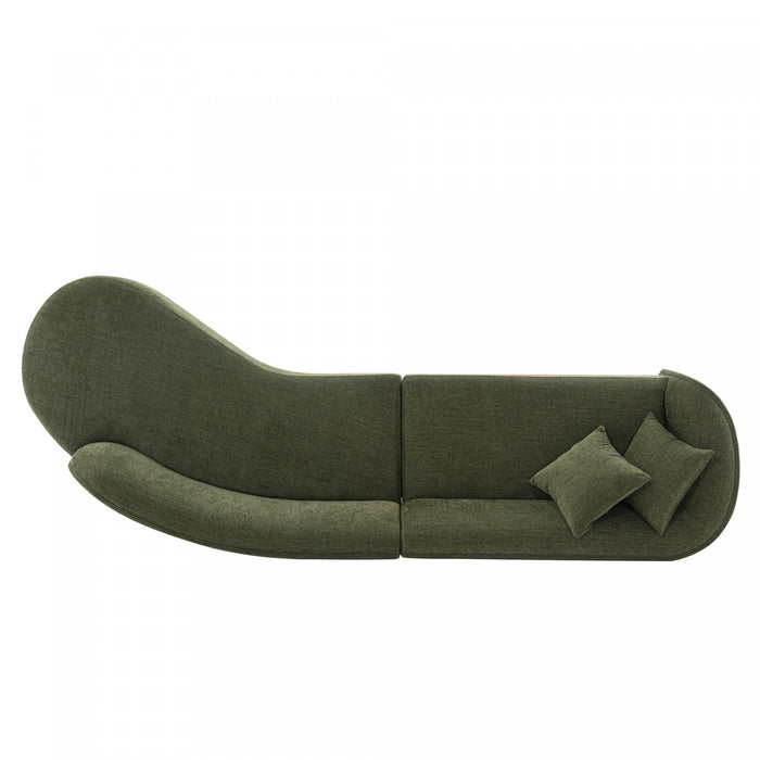 Canape d’angle moderne Daria 132\" en chenille vert olive