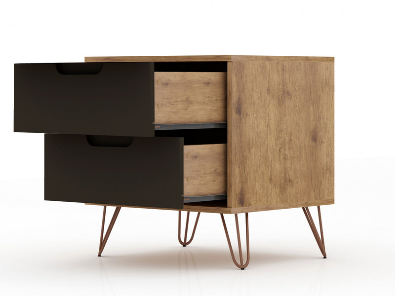 Table de nuit Rockefeller Mid-Century Modern 20\" en gris (2 tiroirs) - Lot de 2