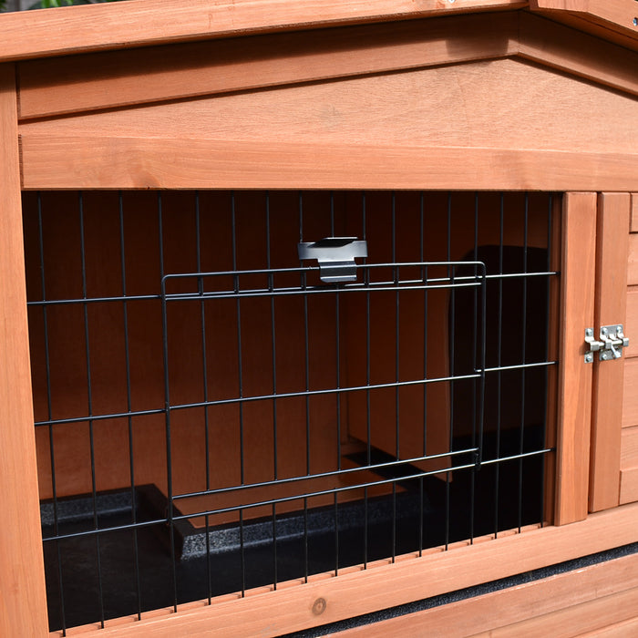 Pawhut 101,6 Cm Clapier En Bois Cage A Volaille Habitats Pour Petits Animaux Avec Enclos