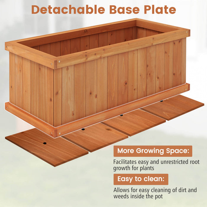 Costway Souleve Jardin Lit Sapin Bois Rectangle Planter Boite Avec Trous De Drainage Orange