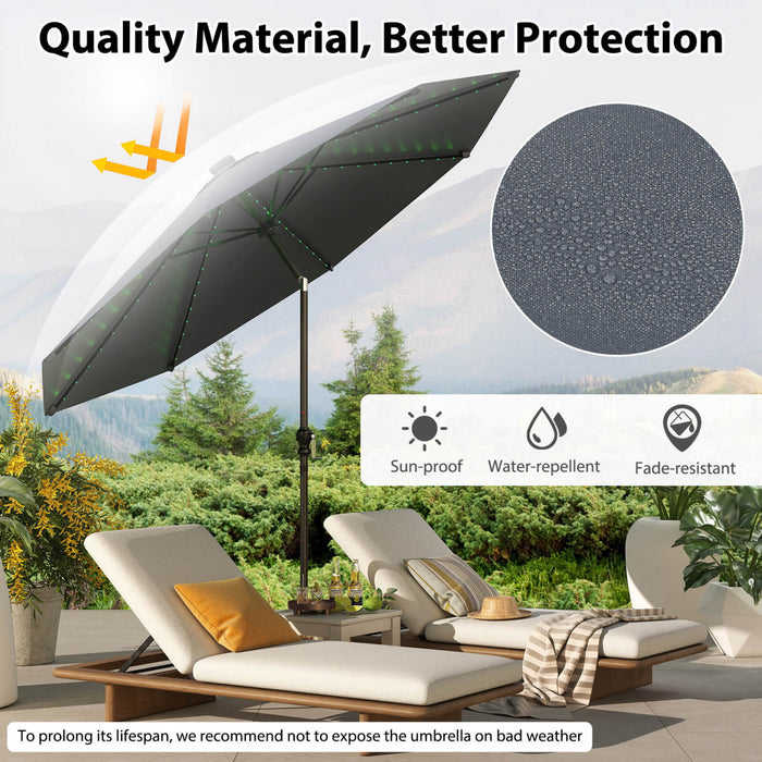 Parasol solaire Costway 10 FT avec 96 LED, inclinaison reglable a 35°, haut ventile, marine