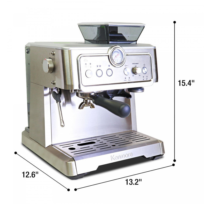 Machine à espresso Kenmore avec presse-mouture manuel, acier inoxydable - KKCMEMT