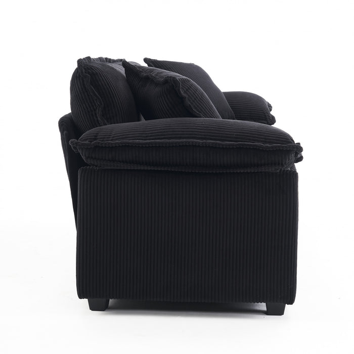 Liam Canape modulaire confortable Cloud 84,6\" avec revetement en velours cotele, Noir