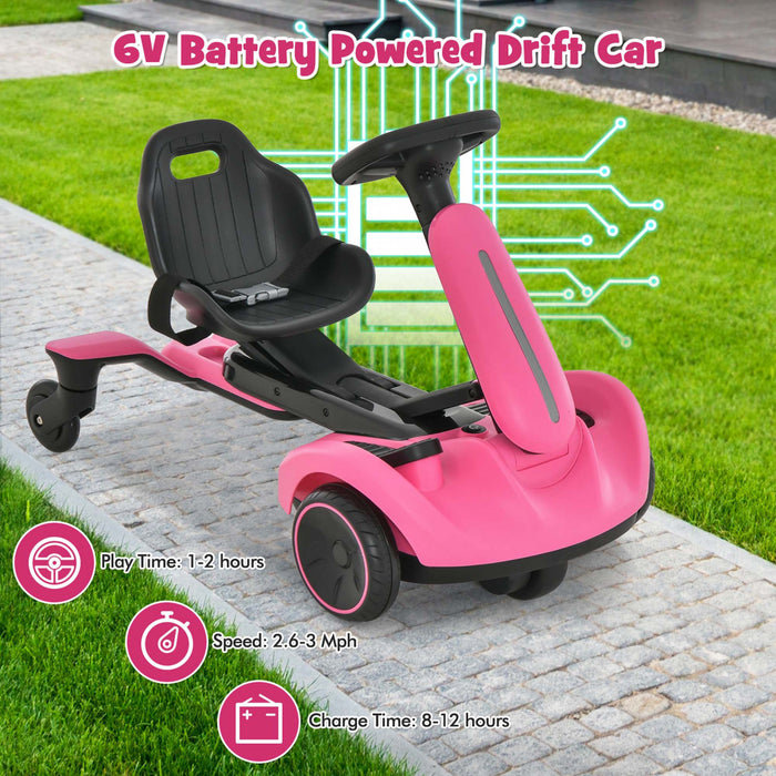 Costway 6v Kids Ride On Drift Car Electric Drifting Go Kart Pour Enfants Avec 360° Spin Rose