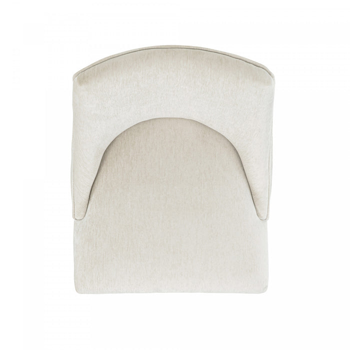Chaise de salle a manger moderne en bois et chenille Beever, creme - Lot de 2