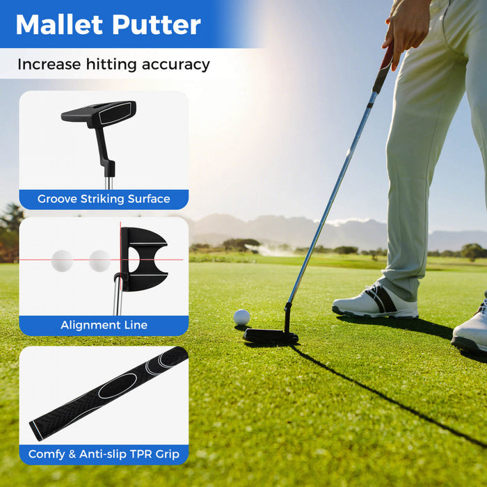 Ensemble Complet De 10 Clubs De Golf De Marque Costway Pour Hommes Avec Driver En Alliage Noir