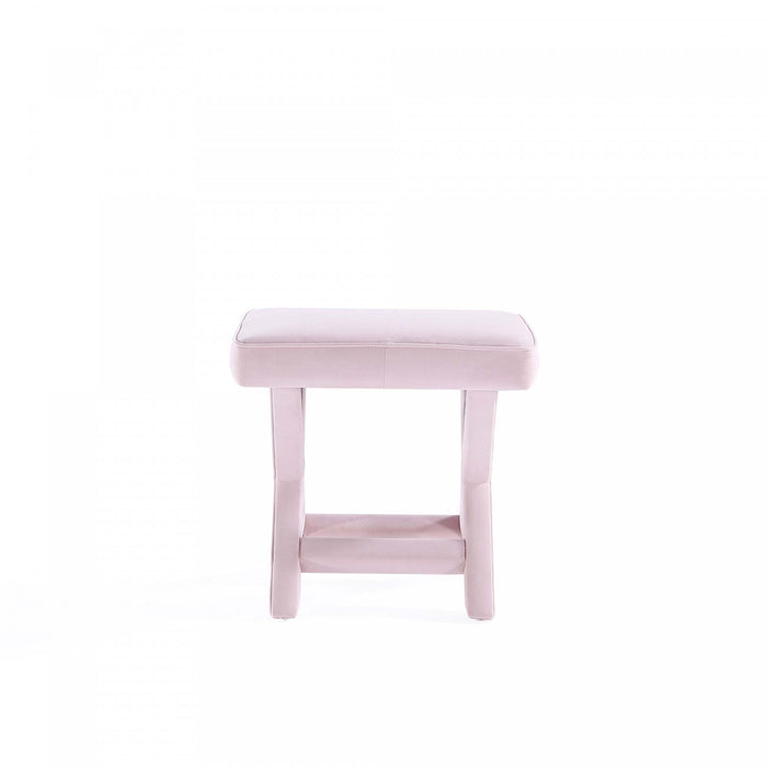 Banc d’appoint Abigail style milieu du siecle moderne en velours rose