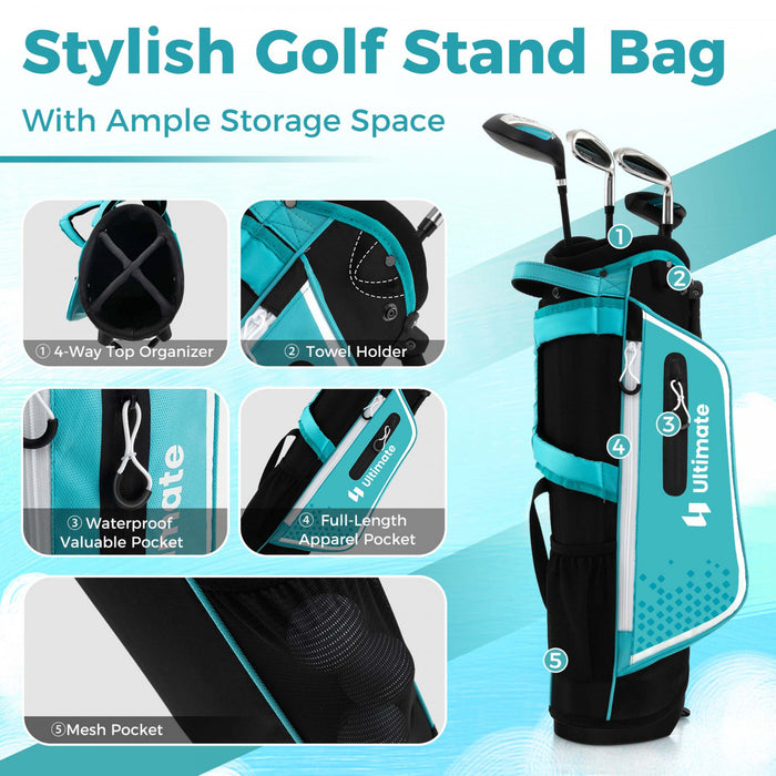 Ultimate Kids Golf Practice Set Junior Complete Golf Club Set Pour Enfants Ages De 5 A 7 Ans Bleu