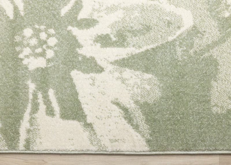 Carpette Ellis verte et crème à motif floral - 7 pi 10 po x 10 pi 6 po
