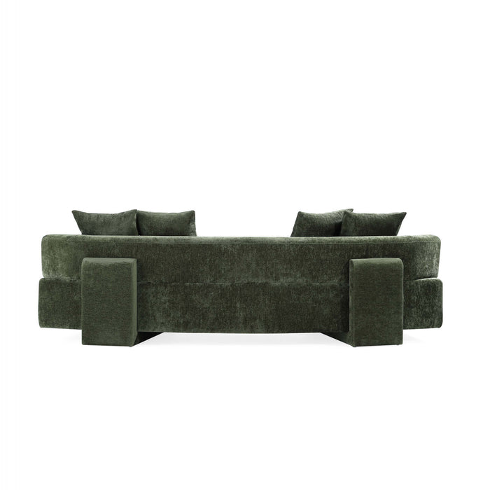 Canape en chenille vert olive Verandah Mid-Century Modern 112\"