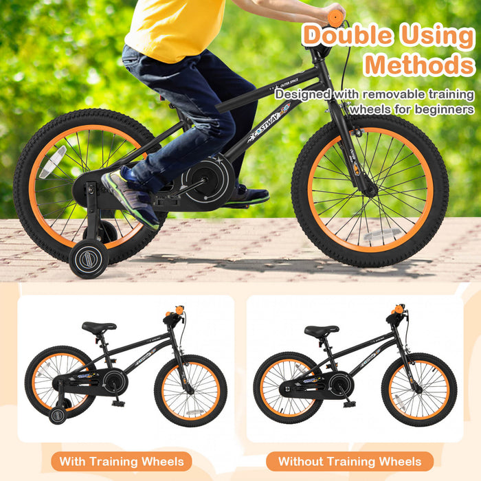 Velo Costway 18 Pouces Pour Enfants De 4 A 8 Ans Avec Selle Reglable Et Guidon Antiderapant Noir