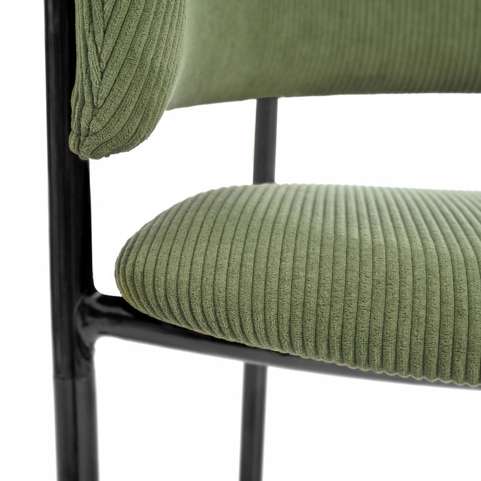 Ethan Ensemble de 2 chaises d’appoint modernes avec assise en velours cotele, pieds inclines et pieds reglables, vert