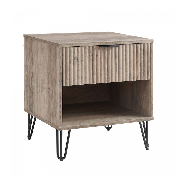 Table de nuit moderne Dumbo 20\" a rainures en gris rustique (1 tiroir)