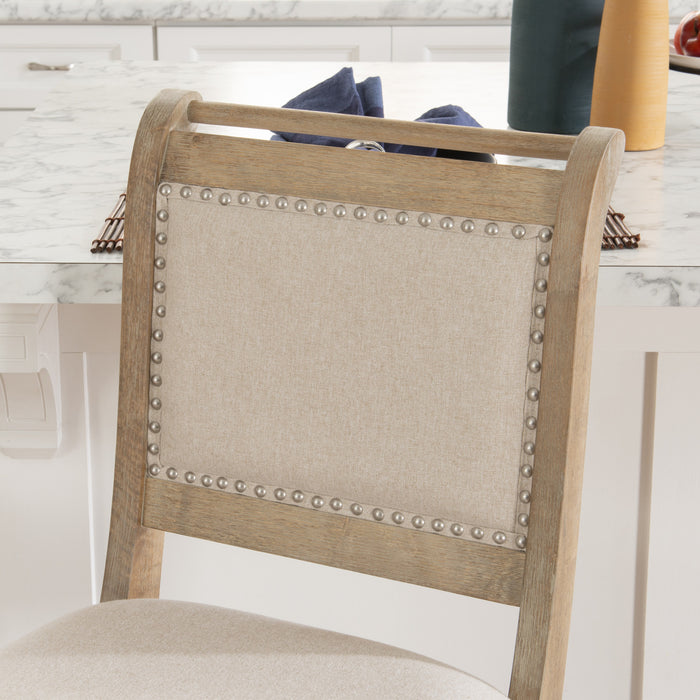 Tabouret Emmy de hauteur comptoir en tissu - gris