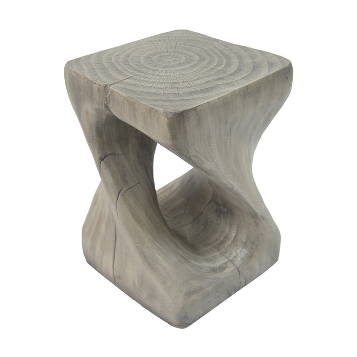 Table d'appoint moderne sablier torsade Miro 16 pouces MGO, table laterale interieure imitation bois, gris