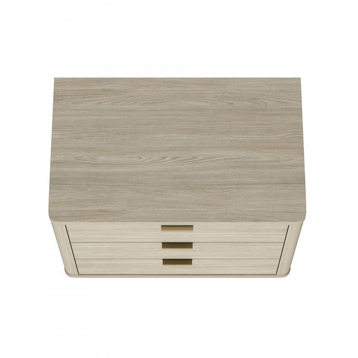 Table de nuit moderne Evelyn 32\" en naturel (3 tiroirs) - Lot de 2