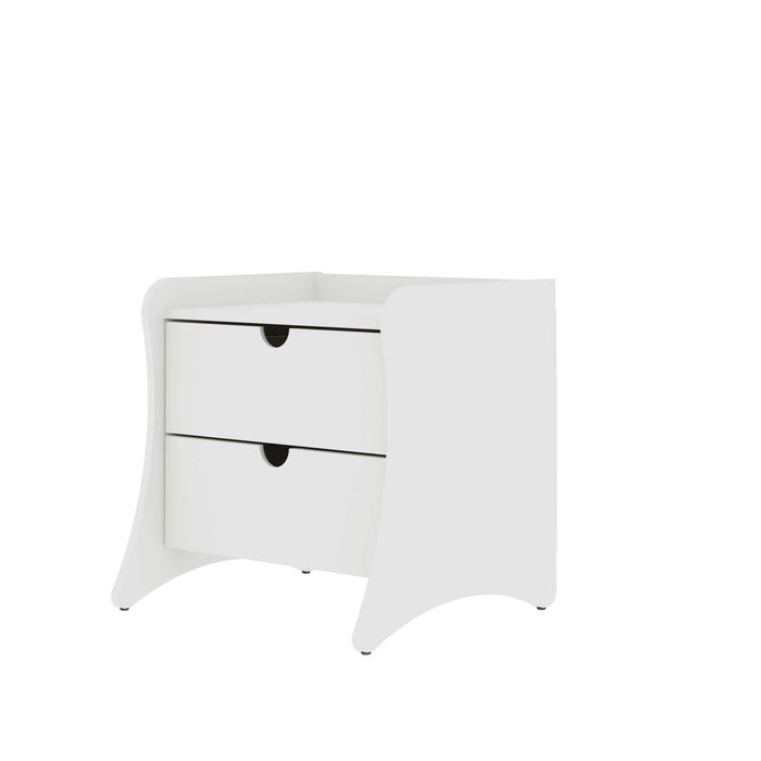 Table de nuit Coney style mid-century moderne 20\" en blanc (2 tiroirs) - Lot de 2