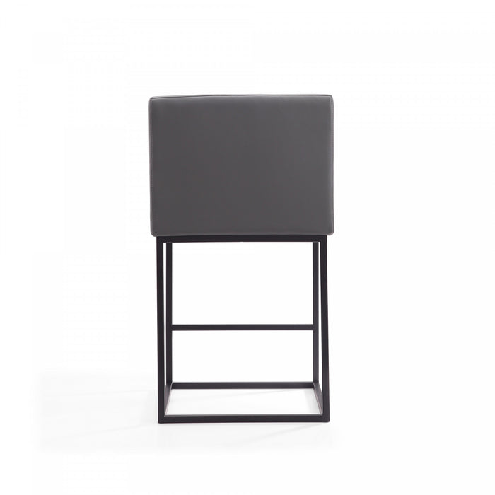 Tabouret de comptoir rembourre en metal gris style mid-century modern Ambassador - Lot de 3