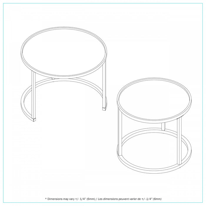 Opal Tables Gigognes Rondes a Deux Plateaux en Verre