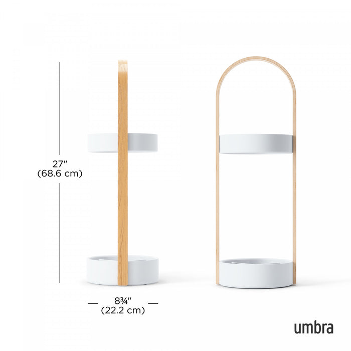 Support à parapluie moderne Bellwood de Umbra en acier - blanc et naturel