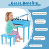 Costway 30-Key Classic Baby Grand Piano Toddler Toy Wood with Bench & Music Rack Blue