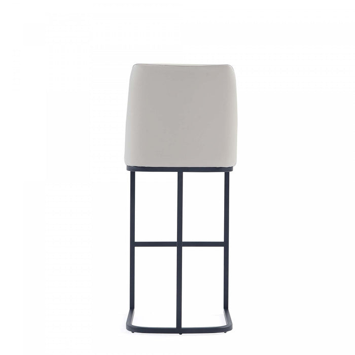 Tabouret de bar moderne en metal et tissu Serena, gris clair
