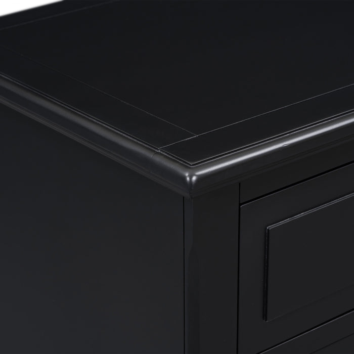 U_Style Table de Nuit Peinte 28 po avec 3 Tiroirs a Glissiere Douce et Pieds en Bois de Caoutchouc, Noir