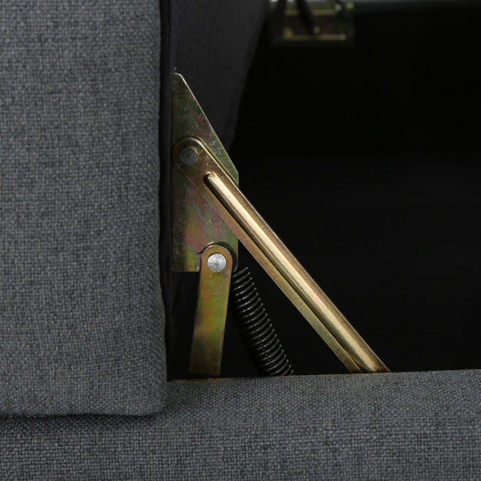 Causeuse Sans Accoudoirs Haley En Tissu Avec Rangement Dissimulé Et Pattes En Bois - Charbon