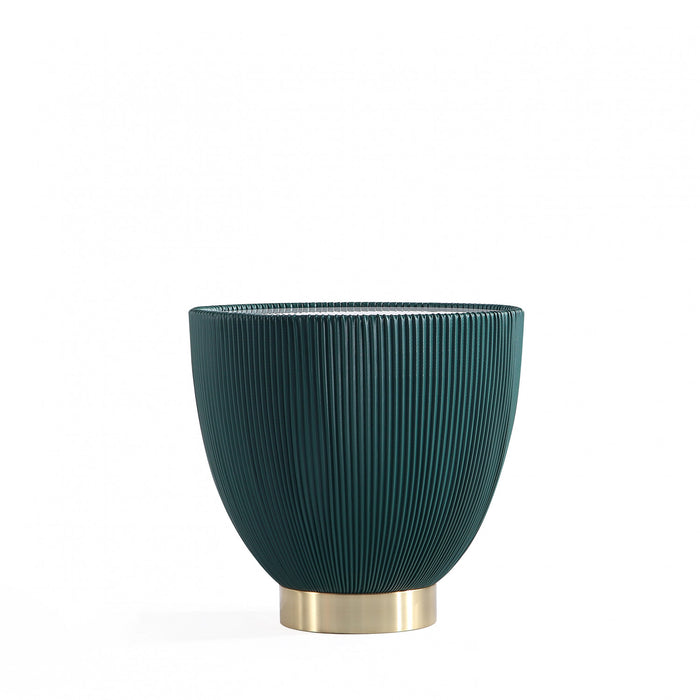 Table d’appoint Anderson moderne avec plateau en pierre frittee et revetement en tissu, vert – Lot de 2