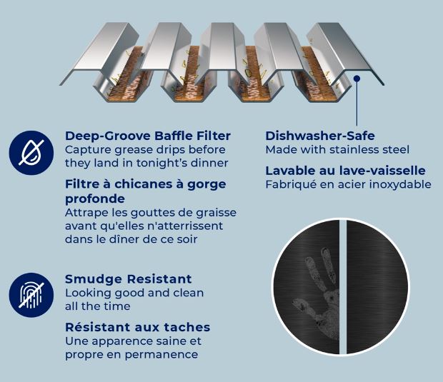 Hotte de cuisinière murale Hauslane de 30 po en acier inoxydable noir - WM-590BSS-30