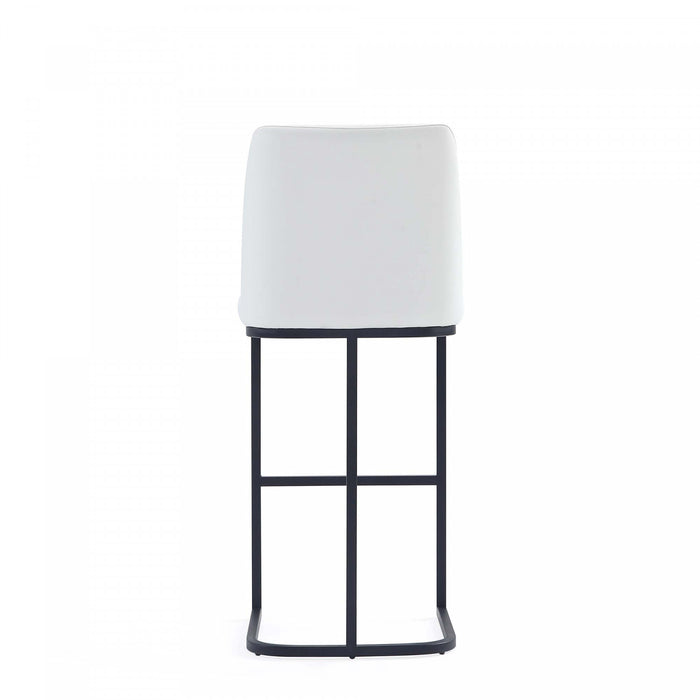 Tabouret de bar moderne en metal et tissu Serena, blanc - Lot de 3