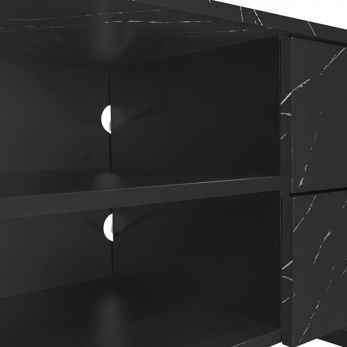 Ethan 78.7\" Cabinet TV avec Eclairage LED Ajustable, Noir