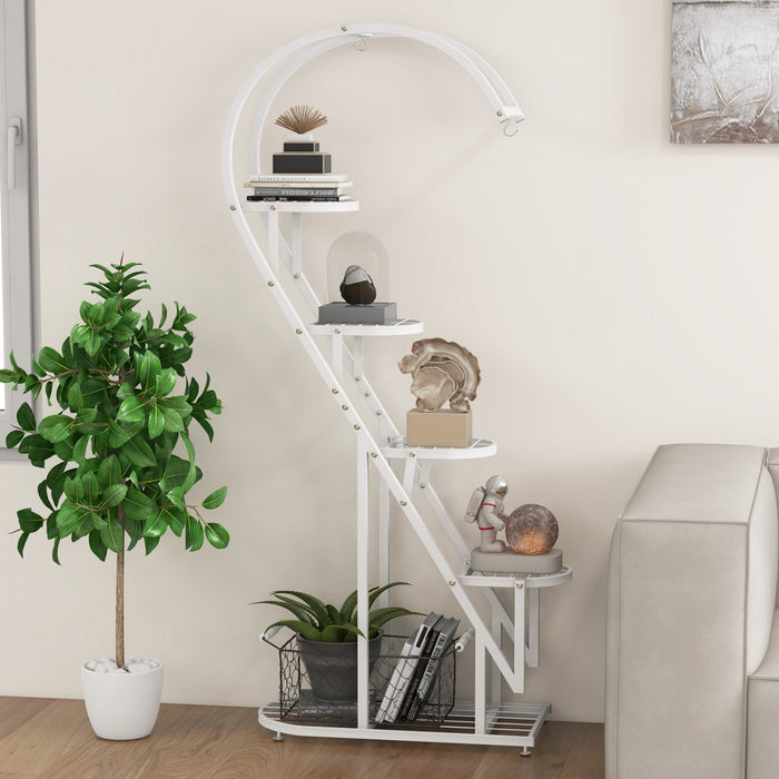 Costway 5 Etagere En Forme De Cœur Avec Crochet Suspendu Pour Plusieurs Plantes Blanc