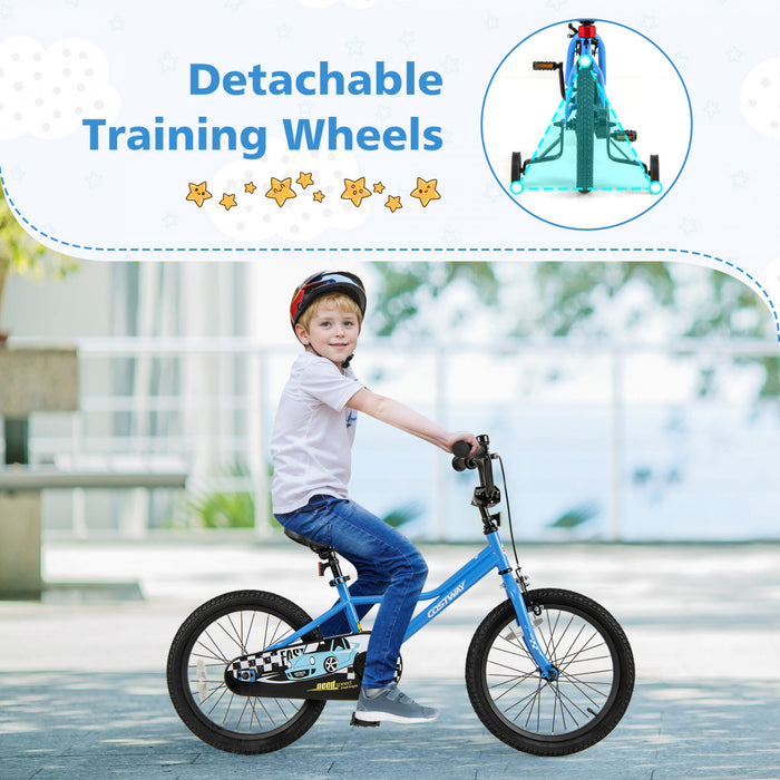 Costway 18\" Velo D'entrainement Pour Enfants Avec Roues D'entrainement Amovibles Pneumatiques Navy