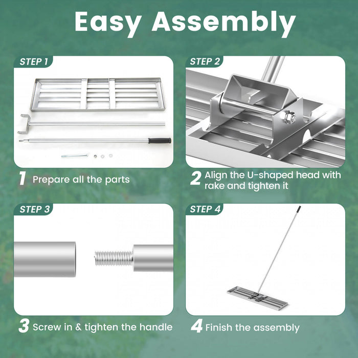 Costway Pelouse Nivelant Rake 42 \"x 10\" Outil De Pelouse De Niveau Pour Jardin Arriere-cour/pelouse Argent